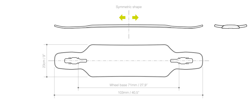 dimensiones tabla elude carving feestyle longboard bamboo elude drop lija goatlongboards