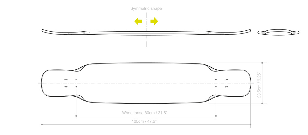 dimensiones uzume dancing longboard bamboo